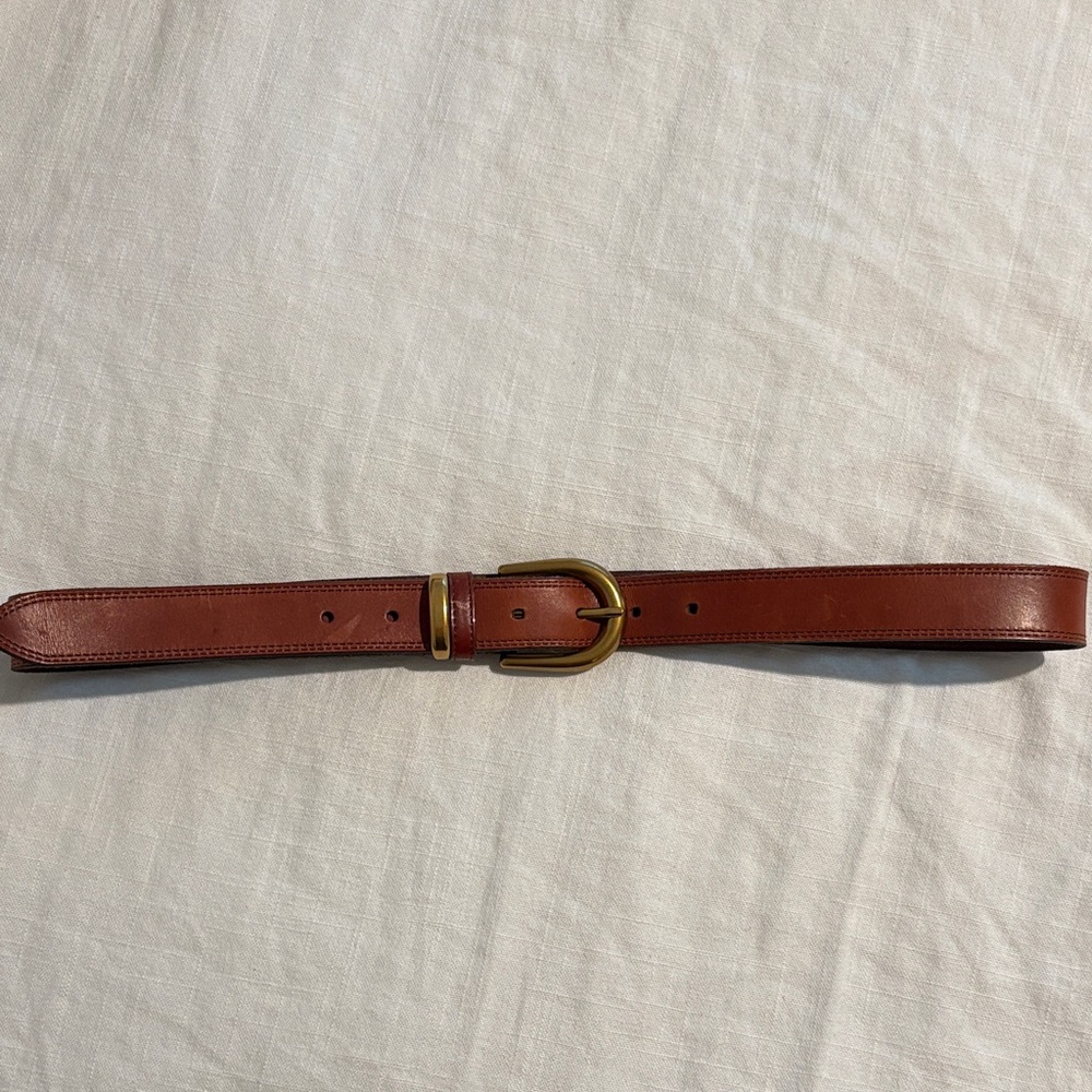 Wilfred Chestnut Leather Belt with Gold Buckle